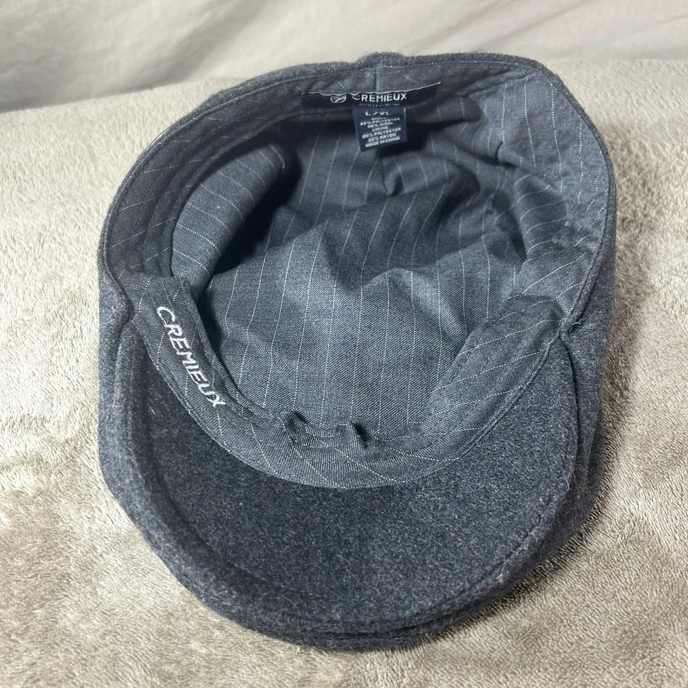 Cremieux Collection Men's Grey Wool Blend Flat Cap Ivy Driving Hat L/XL